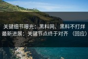 关键细节曝光：黑料网、黑料不打烊最新进展：关键节点终于对齐 （回应）