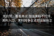 先别骂，看看再说 围绕黑料不打烊、黑料入口、黑料网争议点把误解纠正
