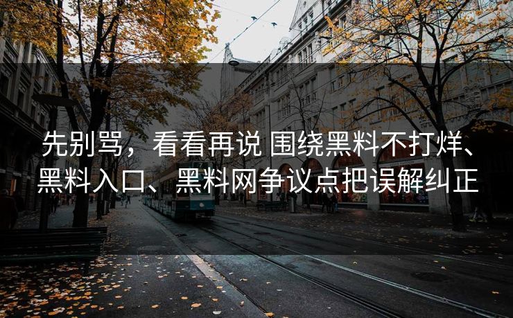 先别骂，看看再说 围绕黑料不打烊、黑料入口、黑料网争议点把误解纠正