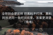 没想到会是这样 把黑料不打烊、黑料网放进同一条时间线里，答案更清楚（情绪）