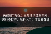关键细节曝光：三句话讲透黑料网、黑料不打烊、黑料入口：信息差在哪