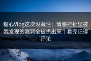 糖心Vlog这次没藏住：情感拉扯里被我发现的漏洞全被扒出来｜看完记得评论