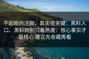 不起眼的注脚，其实很关键：黑料入口、黑料网别只看热度：核心事实才是核心 建议先收藏再看