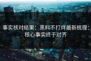 事实核对结果：黑料不打烊最新梳理：核心事实终于对齐
