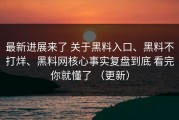 最新进展来了 关于黑料入口、黑料不打烊、黑料网核心事实复盘到底 看完你就懂了 （更新）