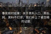 事实核对结果：关于黑料入口、黑料网、黑料不打烊，我们补上了被忽略的证据