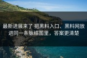 最新进展来了 把黑料入口、黑料网放进同一条脉络图里，答案更清楚
