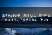 事实核对结果：黑料入口、黑料网复盘证据链，把脉络串起来（核对）