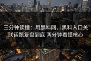 三分钟读懂：用黑料网、黑料入口关联话题复盘到底 两分钟看懂核心