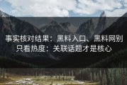 事实核对结果：黑料入口、黑料网别只看热度：关联话题才是核心