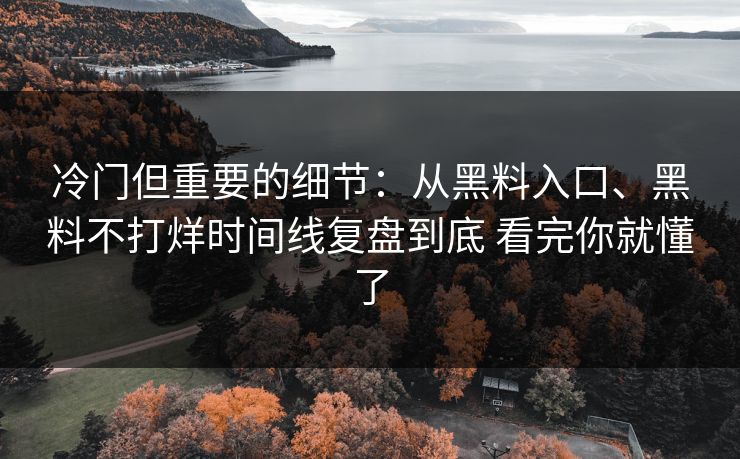 冷门但重要的细节：从黑料入口、黑料不打烊时间线复盘到底 看完你就懂了
