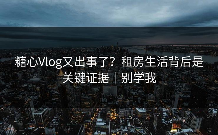 糖心Vlog又出事了？租房生活背后是关键证据｜别学我