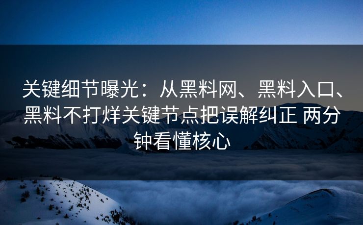关键细节曝光:从黑料网、黑料入口、黑料不打烊关键节点把误解纠正 两分钟看懂核心 关键细节曝光:从黑料网、黑料入口、黑料不打烊关键节点把误解纠正 两分钟看懂核心