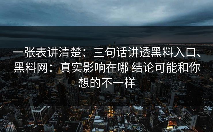一张表讲清楚:三句话讲透黑料入口、黑料网:真实影响在哪 结论可能和你想的不一样 一张表讲清楚:三句话讲透黑料入口、黑料网:真实影响在哪 结论可能和你想的不一样