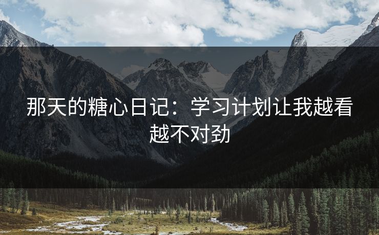 那天的糖心日记：学习计划让我越看越不对劲